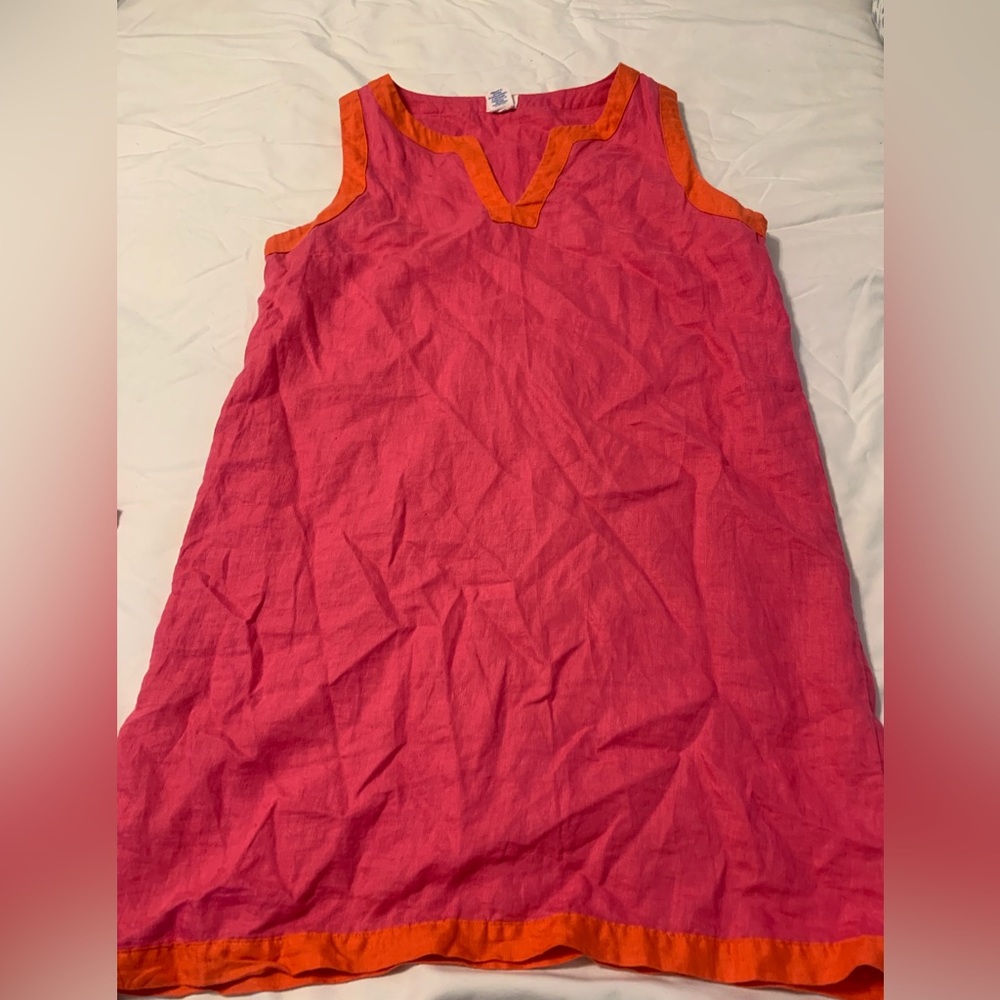 Pink and orange linen tunic dress